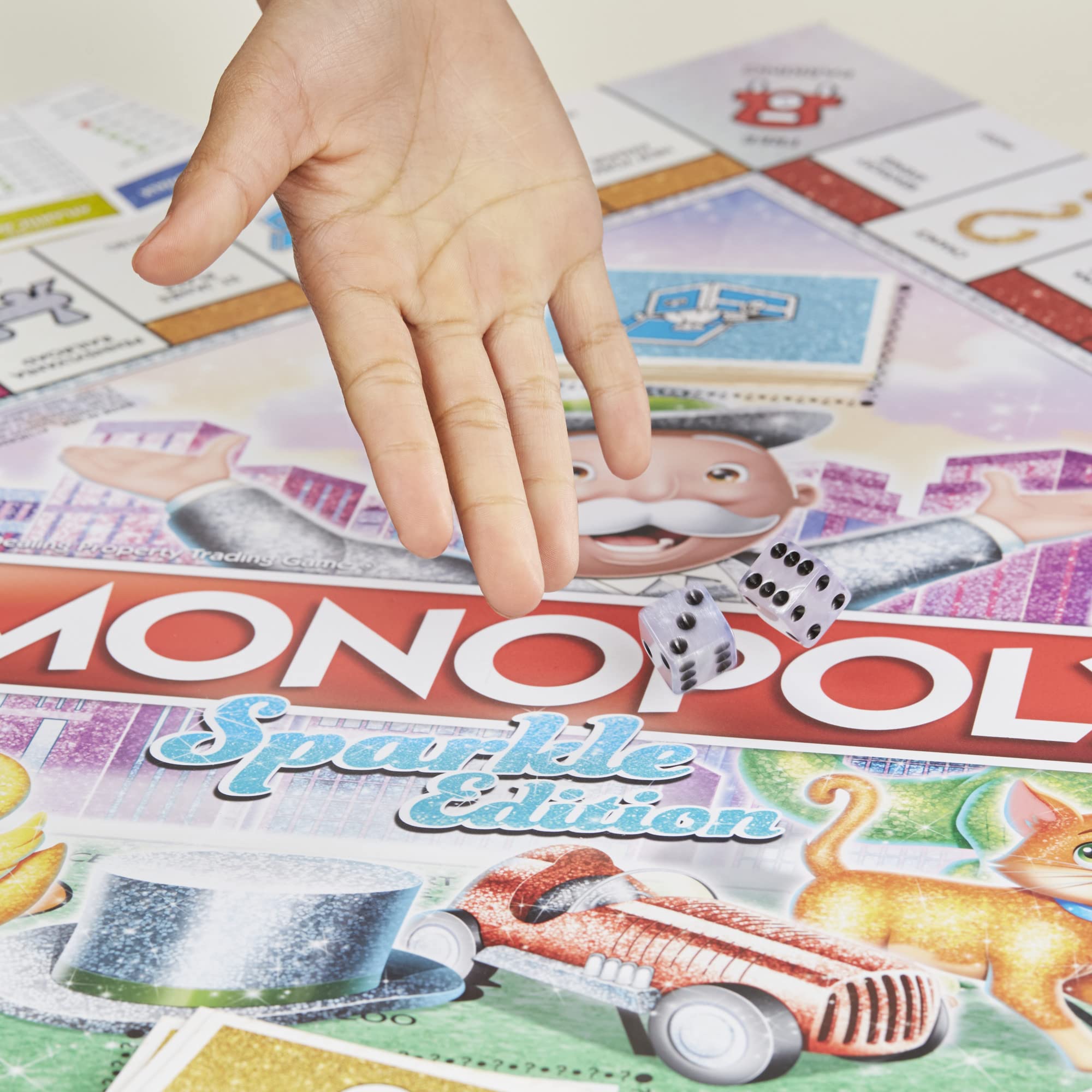 Hasbro Gaming Monopoly Sparkle Edition Board Game, Family Games, with Glittery Tokens, Pearlescent Dice, Sparkly Look, (Amazon Exclusive) - Image 3